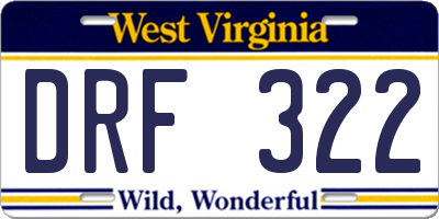 WV license plate DRF322
