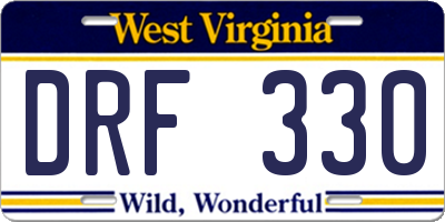 WV license plate DRF330