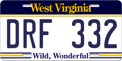 WV license plate DRF332
