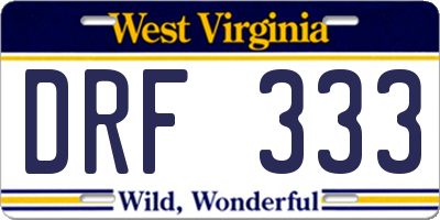 WV license plate DRF333