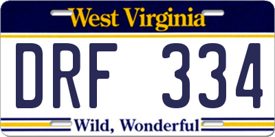 WV license plate DRF334