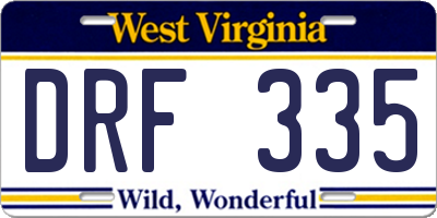WV license plate DRF335