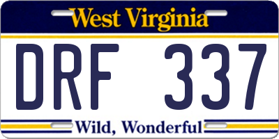 WV license plate DRF337