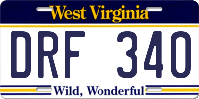 WV license plate DRF340