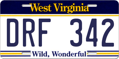WV license plate DRF342
