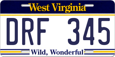WV license plate DRF345