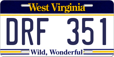 WV license plate DRF351