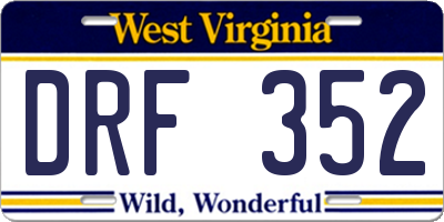 WV license plate DRF352