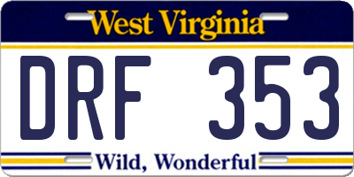WV license plate DRF353