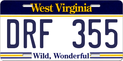 WV license plate DRF355