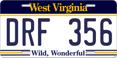 WV license plate DRF356