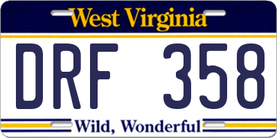 WV license plate DRF358