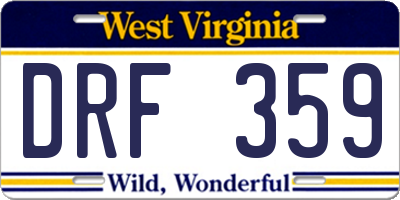 WV license plate DRF359