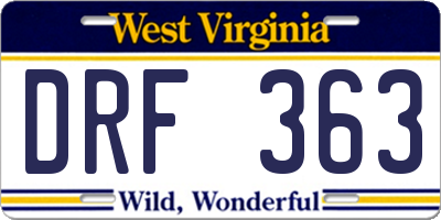 WV license plate DRF363