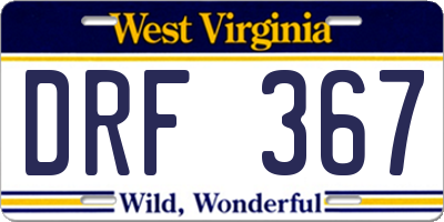 WV license plate DRF367