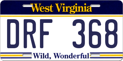 WV license plate DRF368
