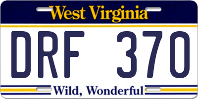 WV license plate DRF370