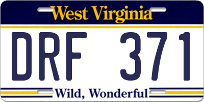 WV license plate DRF371