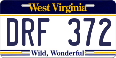 WV license plate DRF372