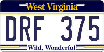 WV license plate DRF375
