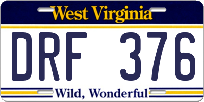 WV license plate DRF376