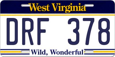WV license plate DRF378