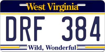 WV license plate DRF384