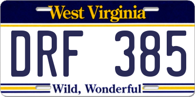 WV license plate DRF385