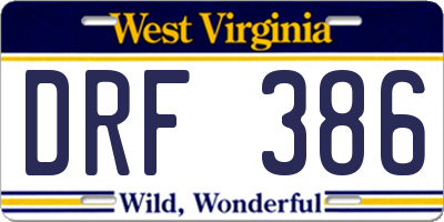 WV license plate DRF386