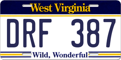 WV license plate DRF387