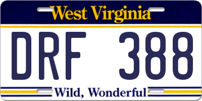 WV license plate DRF388