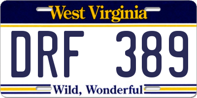 WV license plate DRF389