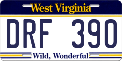 WV license plate DRF390