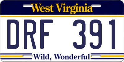 WV license plate DRF391