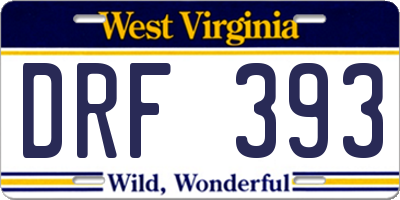 WV license plate DRF393