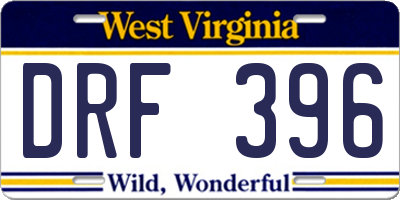 WV license plate DRF396