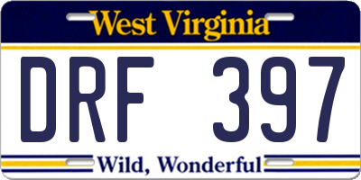 WV license plate DRF397