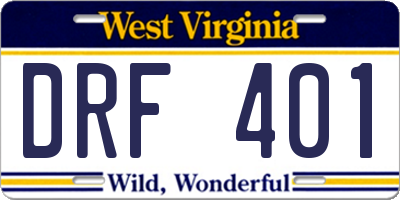 WV license plate DRF401