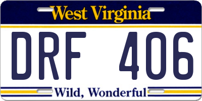 WV license plate DRF406