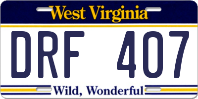 WV license plate DRF407