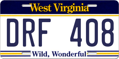 WV license plate DRF408