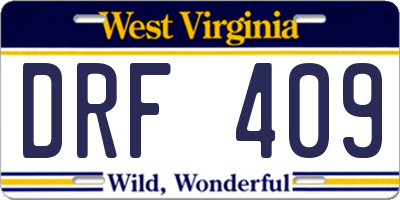 WV license plate DRF409