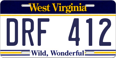 WV license plate DRF412