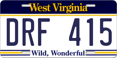 WV license plate DRF415