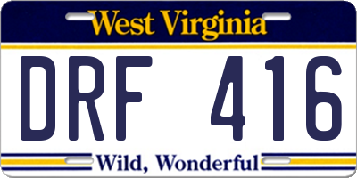 WV license plate DRF416
