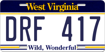 WV license plate DRF417