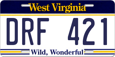 WV license plate DRF421