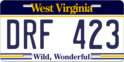 WV license plate DRF423