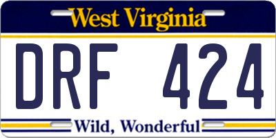WV license plate DRF424