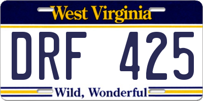 WV license plate DRF425
